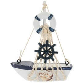MAGICLULU Wheel Bookshelf Ring Bathroom Tabletop Ocean Decoration Theme Swimming Boat Nautical Handcrafted