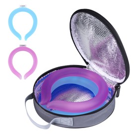 2PCS. Neck Cooler Ice Ring with Insulated Bag. Wearable Head Shoulder Cooling Tube for Hot Weather, Gel Ice Collar for Outdoor Workers, Sports. Reusable Cool Wraps. (Rose+Blue)