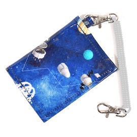 COLORFUL CANDY STYLE N5919200 Pass Case for Boys and Children, Train with Coil Chain Hook, Bi-Fold Future Planet Exploration and Spaceship