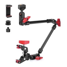 JEBUTU 22 inches/57 cm Magic Arm with Super Clamp, 360° Flexible Camera Table Tripod & Clamp, Overhead Phone Holder, Articulated Arm Table Mount with 1/4 Inch Screws for LED Light, Camera, Microphone,