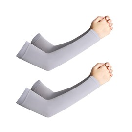 UPF 50 Arm Sleeves - 2 Pairs Cooling Compression UV Protection Sleeves for Sports, Driving & Outdoor Activities (Grey+Grey)