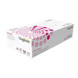 Unigloves Strong Pink Pearl Nitrile Beautician Latex Free Disposable Gloves (Small)