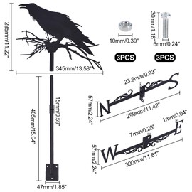 SUPERDANT Crow Weather Vane Black Metal Wind Vanes for Outside Weathervane Crow Animal Weathervanes for Yard Garden Decorative Outdoor Farmhouse Farm Barn Sheds Patio Halloween Decorations