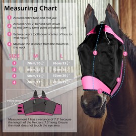 SMFUSMFU Horse Fly Mask with Ears Comfort Stretchy Face Covering for Protect Horse's Face, Ears, and Eyes from Horseflies/Tick/Bedbugs and UV Protection(Pink, Large)