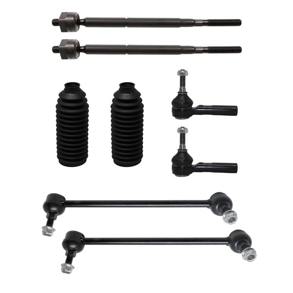 Detroit Axle - Front Tie Rods w/Boots + Sway Bars Replacement for 2005-2007 Chevy Equinox Pontiac Torrent - 8pc Set