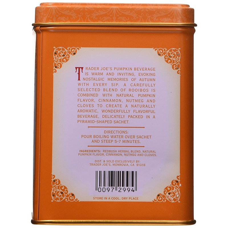 Trader Joe's Pumpkin Spice Rooibos Herbal Blend Beverage 20 sachets