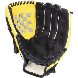 Wonninek Baseball Glove Soft Solid PU Leather Thickening Pitcher Softball Gloves for Kids Teens Adult Professional Baseball Mitt Catching (Yellow, 10.5 inch)