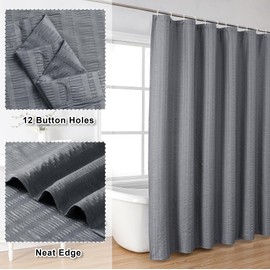 Aiyufeng Moga Grey Shower Curtain Hotel Luxury Quality, Fabric Shower Curtains for Bathroom, Water Repellent and Machine Washable, Standard Size, 72" Wx 72" L