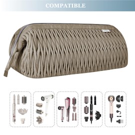Dyson Airwrap Travel Case for Shark Hair Dryer Airstraight Flex Style Hair Attachment Tool Organizer Accessories Air Wrap Flat Curling Iron Carrying Case (Camel)