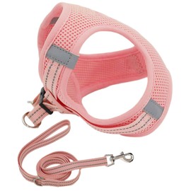 UPET Reflective Cat Harness and Leash, Kitten Cute Double Soft Mesh Cats Vest, Adjustable No-Pull Voyager Step-in Harnesses for Small, Medium, Large, Heavy Duty Walking Training(Pink L)