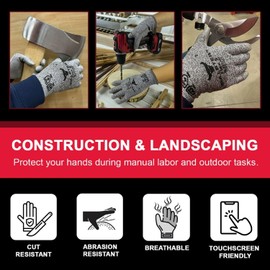 Bullster Flex 5 Cut-Resistant HPPE Heavy-Duty PU-Coated Gloves for Men and Women | Food-Grade Gloves for Cooking | Perfect for Gardening, Cleaning, General Purpose 3 Pairs (XXXL–Size 12)