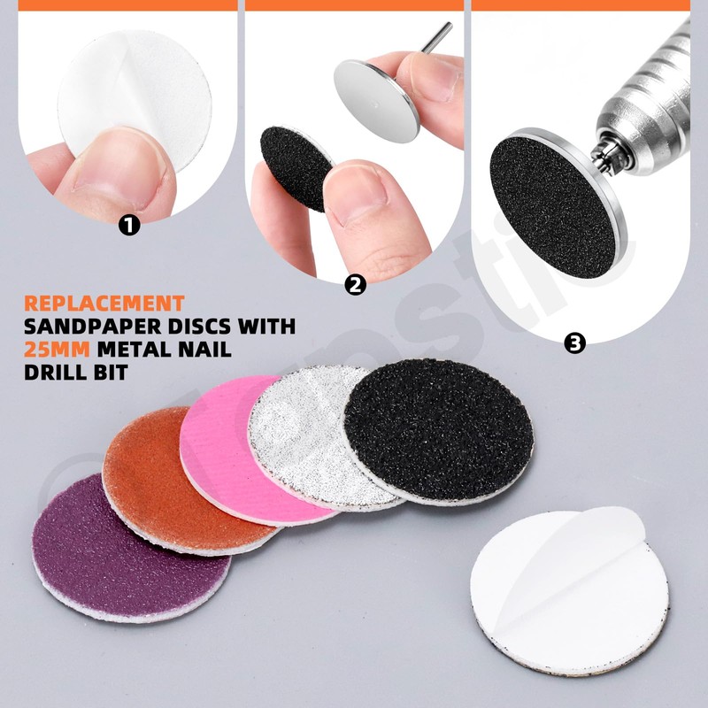 Tanstic 100pcs (#80#120#150#180#240 Grit) Replacement Sandpaper Discs with 25mm Metal