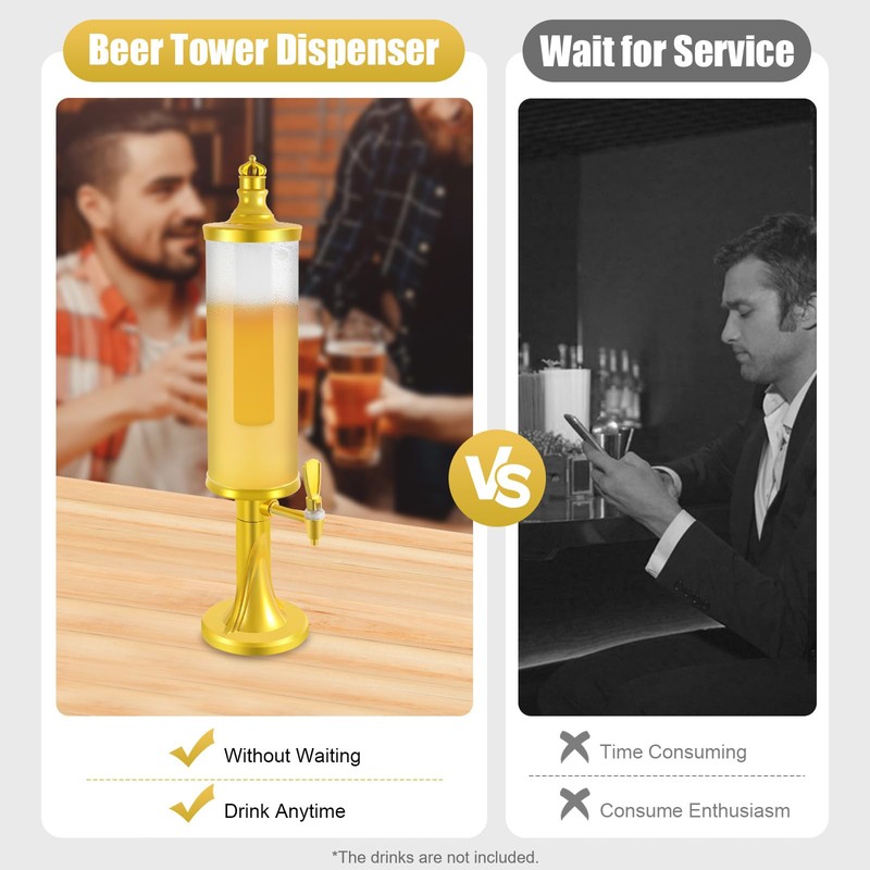 BEACCOSS 3L Capacity Beer Tower Beverage Dispenser - Ideal for