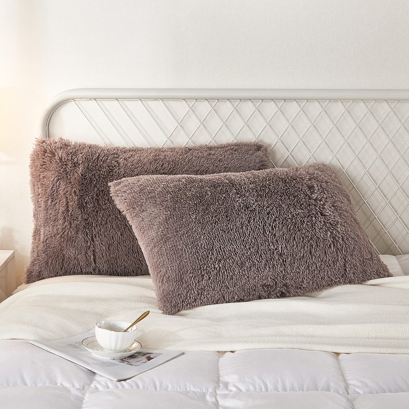 Uhamho Set of 2 Faux Fur Throw Pillow Covers Soft
