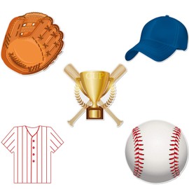 45 Pieces Baseball Paper Cut Outs Versatile Classroom Decoration Sports Themed Cut-Outs with Glue Point for Bulletin Board Classroom School Sports Theme Birthday Party Decoration, 5.9 x 5.9 Inch
