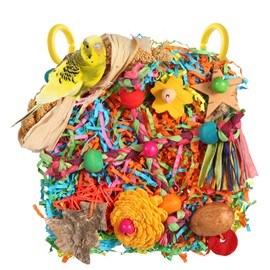Bird Toys, Parakeet Toys Bird Foraging Toys Grass Mat Climbing Wall for Parakeet,Parrot,Cockatiel,Conure,Lovebird,Budgie Cage Small to Medium Birds (Twinkle Star)