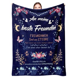 Best Friend Gifts, Fluffy Blanket Gifts for Girlfriend, Gifts for Girlfriend Blanket, Gift for Best Friend, Girlfriend Gift, Fluffy Flannel Blanket for Best Friend, 130 x 150 cm, navy