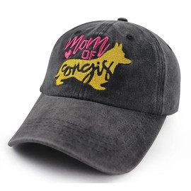 Corgi Gifts for Women Mom, Funny Embroidered Dog Mom Hat, Adjustable Cotton Cute Corgis Dog Baseball Cap, Mothers Day Birthday Gifts for Mama Mother Wife Sister Grandma Friend Animal Lovers Black