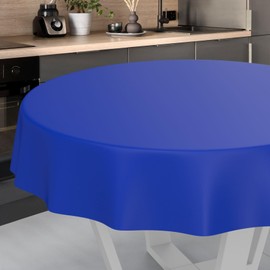 Oilcloth Tablecloth, Washable, Oilcloth, Garden Tablecloth, Outdoor, Indoor, Round, 120 cm, Cut Edge, Blue