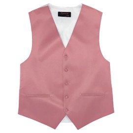 Spencer J's Men’s Formal Tuxedo Suit Vest Tie Bowtie and Pocket Square 4 Peace Set Verity of Colors (S (Coat Size 35-37), Dusty Rose)