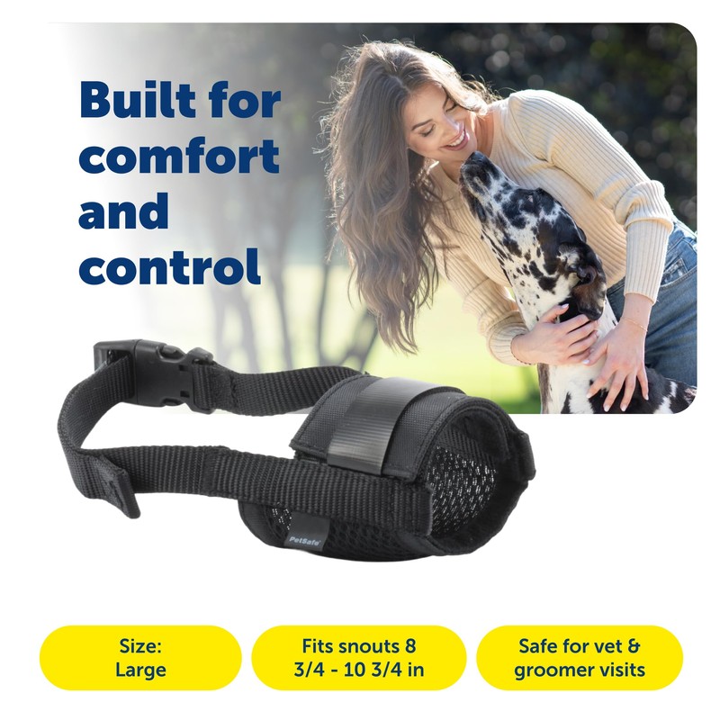 PetSafe Dog Muzzle - Large, Black - Comfortable Padding -