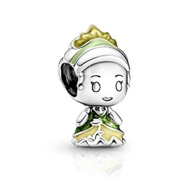 IBAGKE 925 Sterling Silver Dangle Charm Bracelet Beads summer sea series for Bracelets Charms birthday Gift for Women(Princess Tiana And The Frog Charm)