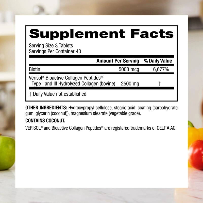 Webber Naturals Collagen 30 Biotin Supplement 120 Count Reduces Deep
