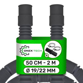 Universal Drain Hose Washing Machine and Dishwasher 60 cm to 2 m Diameter 19/22 mm with Fitting for Drain Hose with 2 Hose Clamps 20-32 mm ONIX TECH
