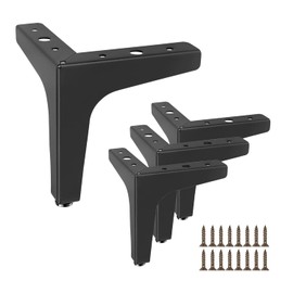 DBREAKS Set of 4 Furniture Feet, 15 cm Triangle Table Legs, Black Metal Feet for Coffee Tables, Cabinets, Sofa, Bedside Table, TV Cabinets, Drawers, with Screws