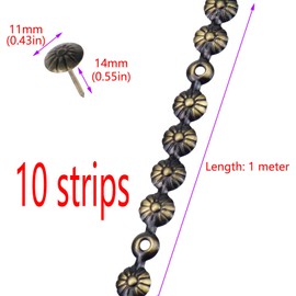 Risbay Upholstery Tacks Strips,10 Meters Dia.11mm Decorative Nail Strips/Nailhead Trims,Upholstery Sofa Tacks with Loosing Tacks -Bronze