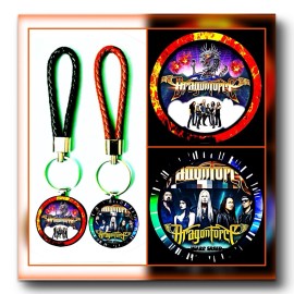 DRAGON FORCE POWER METAL  ROCKBAND SETTWO BRAIDED LEATHER KEYCHAINS