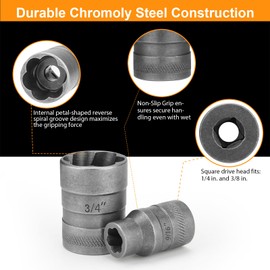 Comfylichi 32 Pcs Bolt Extractor Kit, Lug Nut Remover with Dual 1/4" & 3/8" Drive Adapters for Automotive, DIY & Machinery, Heat-Treated Cr-Mo Steel