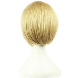 AneShe Short Straight Hair Wig 12 Inches Anime Cosplay Costume Party Wigs (Blonde)