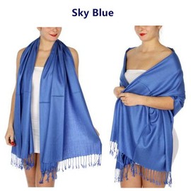 Soft Luxurious Pashmina Cashmere Wrap shawl stole Cashmere Wool Silk Scarf - Color: Sky Blue