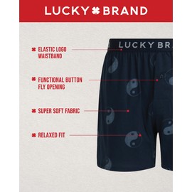 Lucky Brand Boxers for Men – 3 Pack Knitted Mens Underwear with Functional Fly - Classic Mens Boxers (S-XXL), Size Medium, Jet Black/Stripe/Charcoal/Heather Grey