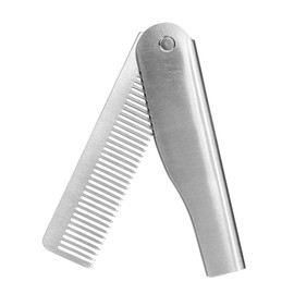 Minkissy Compact Portable Folding Comb for Men Hair Brush for Beard and Mustache Fine Tooth Beauty Tool Stainless Steel Groomsmen Present