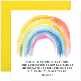 Religious New Adventure Card for Son or Daughter - Rainbow Design Bible Verses Greeting Cards Art - Good Luck Encouragement Support Cards for Family Friends - Beautiful Contemporary Stylish Design