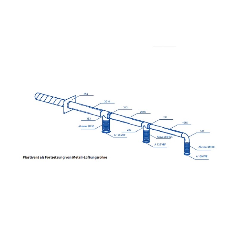 VENTS Diameter 125 mm T-piece adapter for round pipes, PVC