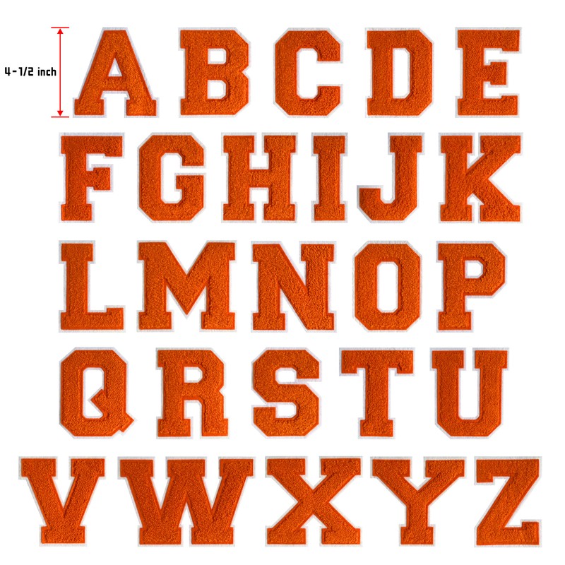 4.5 Inch Orange Chenille Letter Patch – Iron On &
