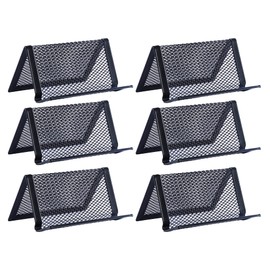 Business Card Holder for Desk, Mesh Business Cards Holders, Business Card Stand - Black - 6 Pack