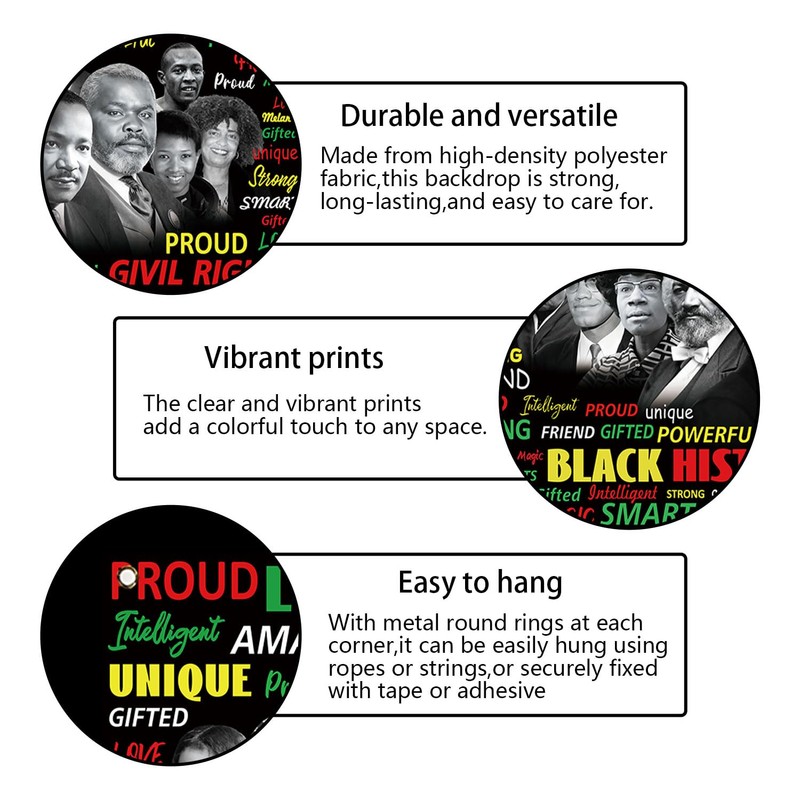 Black History Month Photo Booth Backdrop, Inspirational African American Wall