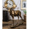 Realistic Large Bull Moose Statue In Gold Patina 11" W