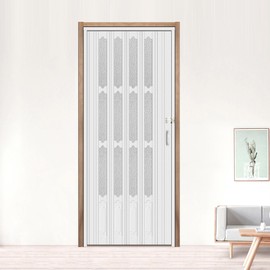 DIYHD 38X96in PVC Accordion Door for Closet,Multifold Interior Door with Installation Hardware,Includes Handle and Latch