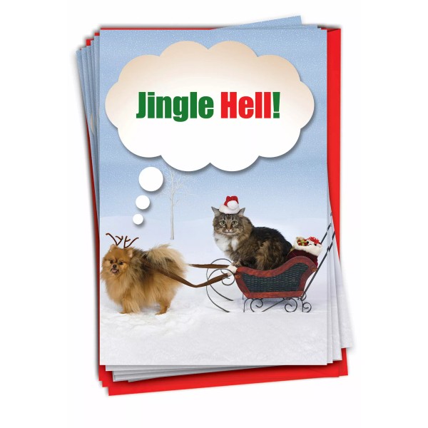 Nobleworks B1114 Set of 12 Jingle Hell Humor Christmas Greeting