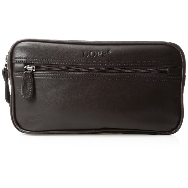 Dopp Men's Seasoned Soft Sided Multi-Zip Travel Kit-Leather, Brown, One