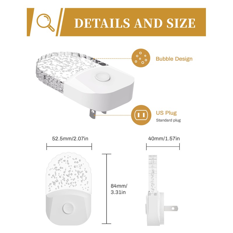 Night Lights Plug Into Wall, Color Changing Night Light for