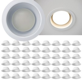 PROCURU [48-Pack] 6" Inch Baffle Metal Recessed Ceiling Can Light Trim Cover for R30/38/40 Flood Lights- Trims ONLY, Bulbs NOT Included