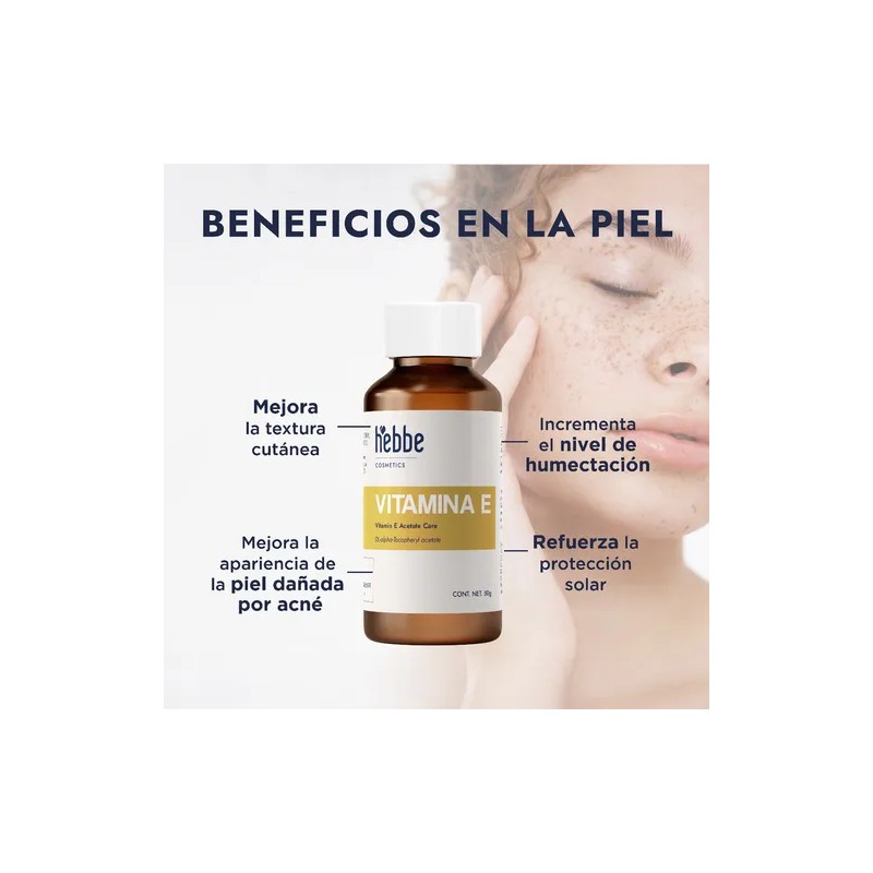 Vitamina E Hebbe Cosmetics Aceite Antioxidante 50g Cabello y Piel