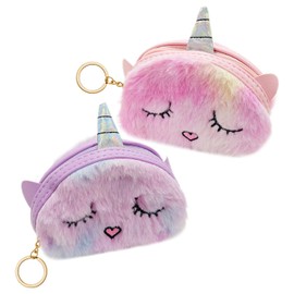 Pack of 2 Cartoon Plush Purse, Cute Purse, Girls Purse, Portable Purse, pink, Unit size, Modern