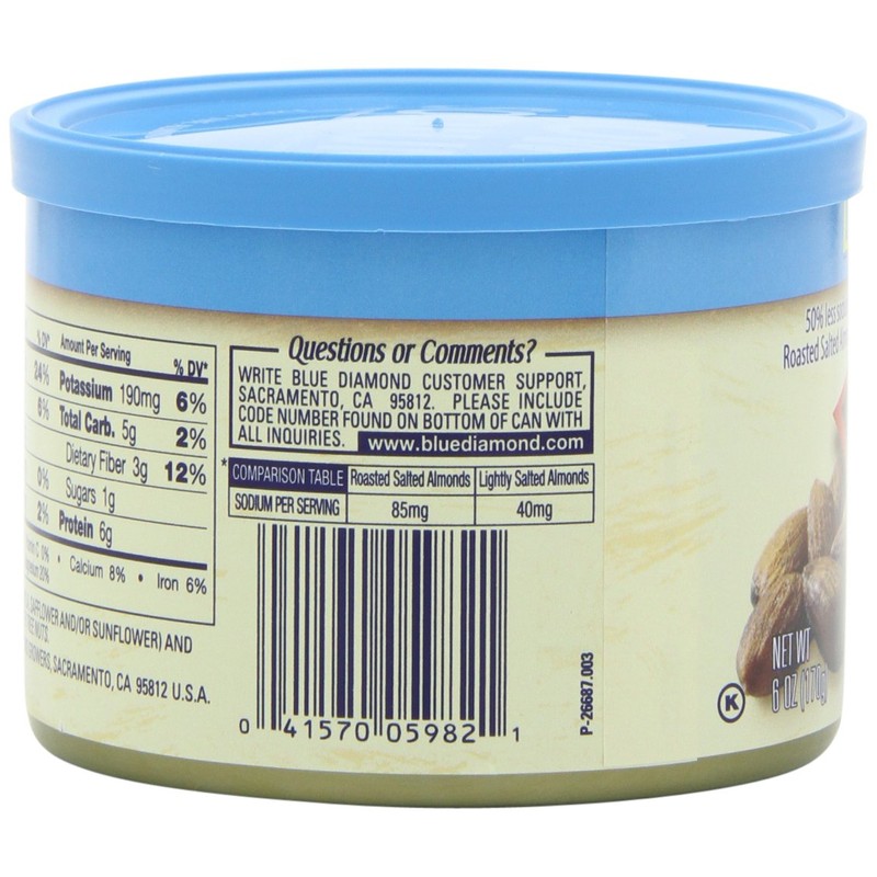 Blue Diamond Almonds Low Sodium Lightly Salted Snack Nuts, 6